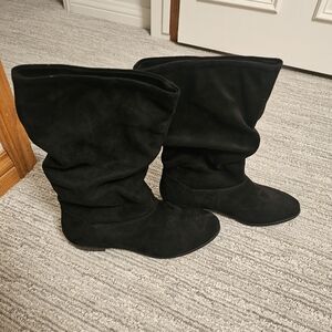 Call It Spring Black Slouchy Mid-Calf Heeled Boots